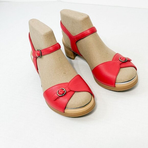 DANSKO NWB Sz 39 Red/Poppy Nappa Leather Tessie Comfort Sandals - Picture 6 of 10